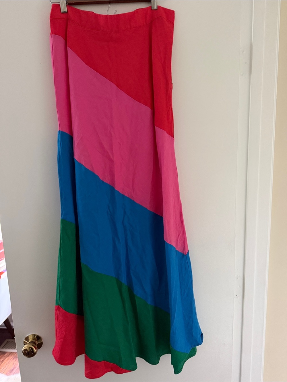 Boden Colorblock Linen Maxi Skirt